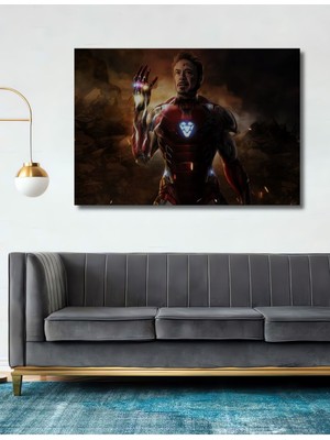 Dekoratif Marvel Iron Man Modelli Dekoratif Şık Ahşap Tablo Şık Yatay Duvar Dekorasyon Tablosu