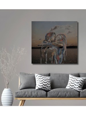 Teona Ahşap Dekoratif Ahşap Aşk Silüet Manzara Gülen Tablo Şık Yatay Duvar Dekorasyon Tablosu