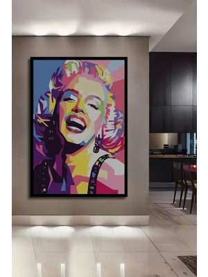 Teona Ahşap Dekoratif Tablo Myrlen Monroe Retro Vintage Çerçeve Görünümlü Dikey Duvar Dekorasyon Tablosu