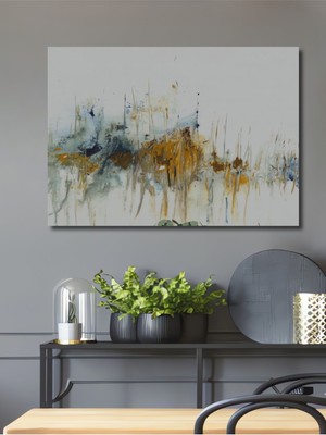 Dekoratif Ahşap Soyut Yağlı Boya Görünümlü Tablo Şık Yatay Duvar Dekorasyon Tablosu
