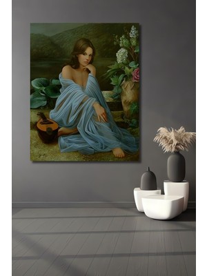 Dekoratif Dikey Modern Sanat Kadın Duvar Tablo Ahşap Dikdörtgen Tablo