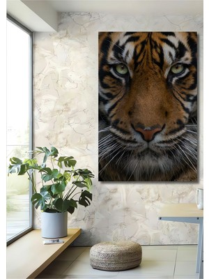 Teona Ahşap Dekoratif Dikey Kaplan Duvar Tablo Ahşap Dikdörtgen Tablo