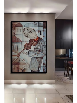 Teona Ahşap Dekoratif Müzik Aşkı Ahşap Tablo Çerçeve Görünümlü Dikey Duvar Dekorasyon Tablosu