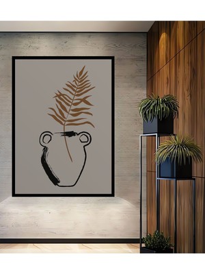 Ahşap Boho Bohemian Linear Çizgisel Modern Soyut Art Tablo Çerçeve Görünümlü Dikey Duvar Tablo