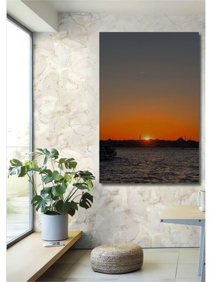 Teona Ahşap Dekoratif Dikey Istanbul Boğazı Duvar Tablo Ahşap Dikdörtgen Tablo