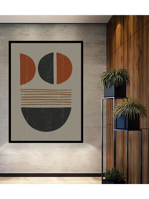 Dekoratif Bohem Minimalist Soyut Çizim Ahşap Tablo Çerçeve Görünümlü Dikey Duvar Dekorasyon Tablosu