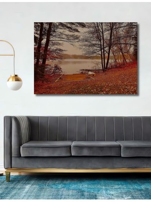 Teona Ahşap Ahşap Tablo Sonbahar Renkleri Sonbahar Doğa Peyzajı 3 Boyutlu Şık Yatay Duvar Dekorasyon Tablosu