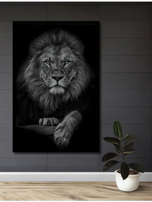 Teona Ahşap Dekoratif Aslan Leopar Ahşap Tablo Çerçeve Görünümlü Dikey Duvar Dekorasyon Tablosu