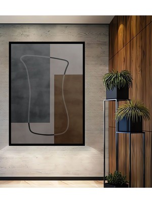Soyut Vintange Retro Bohem Art Vektorel Abstract Minimalist Ahşap Tablo Çerçeve Görünümlü Tablo