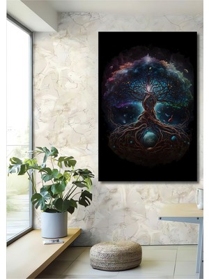 Teona Ahşap 3 Boyutlu Tropikal Doğa Manzara Temalı Ahşap Tablo Çerçeve Görünümlü Dikey Duvar Dekorasyon Tablosu