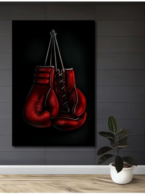 Dekoratif Boks Eldiveni Ahşap Poster Tablo Çerçeve Görünümlü Dikey Duvar Dekorasyon Tablosu