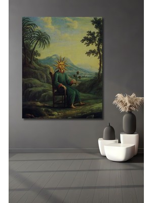 Dekoratif Dikey Modern Sanat Güneş Duvar Tablo Ahşap Dikdörtgen Tablo