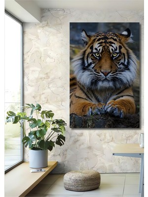 Teona Ahşap Dekoratif Dikey Kaplan Duvar Tablo Ahşap Dikdörtgen Tablo