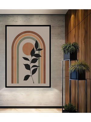 Dekoratif Bohem Minimalist Soyut Çizim Ahşap Tablo Çerçeve Görünümlü Dikey Duvar Dekorasyon Tablosu