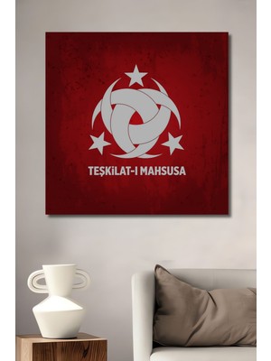 Teona Ahşap Dekoratif Dikey Teşkilat-I Mahsusa Duvar Tablo Ahşap Dikdörtgen Tablo