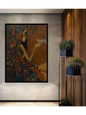 Teona Ahşap Soyut Kadın Ahşap Tablo Soul Mate Premium Kalite Ahşap Tablo Çerçeve Görünümlü Dikey Duvar Tablo