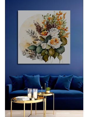 Dekoratif Dikey Çiçekler Modern Sanat Duvar Tablo Ahşap Dikdörtgen Tablo