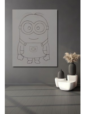 Teona Ahşap Dekoratif Dikey Karakalem Karakter Duvar Tablo Ahşap Dikdörtgen Tablo