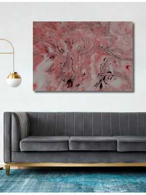 Teona Ahşap Dekoratif Ahşap Tablo Kırmızı ve Gri 3 Boyutlu Mermer 3 Boyutlu Şık Yatay Duvar Dekorasyon Tablosu