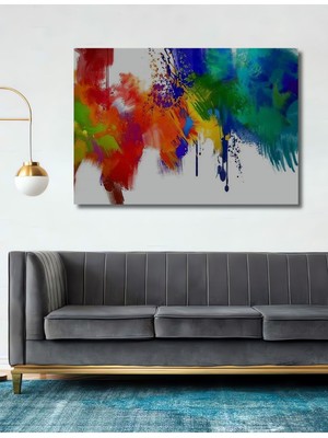 Modern Soyut Renkler Dekoratif Ahşap Tablo Şık Yatay Duvar Dekorasyon Tablosu