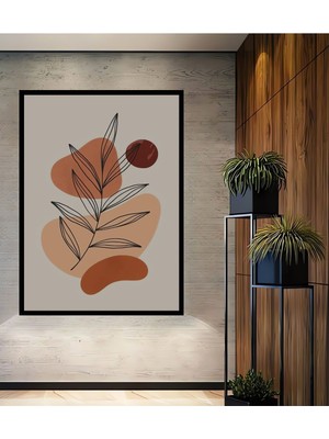 Dekoratif Bohem Minimalist Soyut Çizim Ahşap Tablo Çerçeve Görünümlü Dikey Duvar Dekorasyon Tablosu