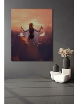 Dekoratif Dikey Adalet Terazisi Spiritual Art Duvar Tablo Ahşap Dikdörtgen Tablo