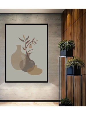 Teona Ahşap Dekoratif Bohem Minimalist Soyut Çizim Ahşap Tablo Çerçeve Görünümlü Dikey Duvar Dekorasyon Tablosu