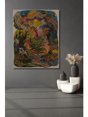 Teona Ahşap Dekoratif Dikey Modern Sanat Duvar Tablo Ahşap Dikdörtgen Tablo