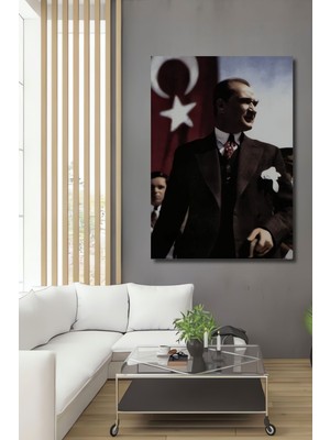 Teona Ahşap Dekoratif Dikey Atatürk Duvar Tablo Ahşap Dikdörtgen Tablo