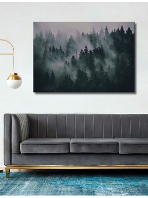 Dekoratif Ahşap Tablo Orman Peyzajı Manzara 3 Boyutlu Şık Yatay Duvar Dekorasyon Tablosu