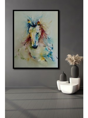 Teona Ahşap Soyut Modern Koşan At Duvar Ahşap Tablo Tablosu Çerçeve Görünümlü Dikey Duvar Dekorasyon Tablosu