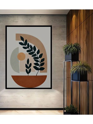Teona Ahşap Dekoratif Bohem Minimalist Soyut Çizim Ahşap Tablo Çerçeve Görünümlü Dikey Duvar Dekorasyon Tablosu