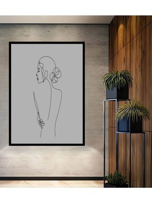 Teona Ahşap Dekoratif Bohem Minimalist Soyut Çizim Ahşap Tablo Çerçeve Görünümlü Dikey Duvar Dekorasyon Tablosu