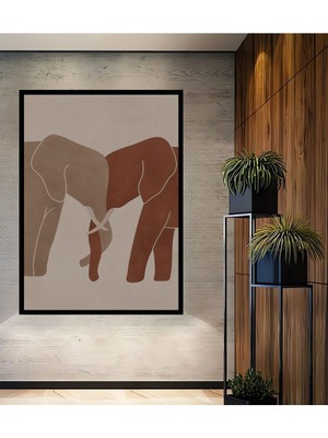 Teona Ahşap Dekoratif Bohem Minimalist Soyut Çizim Ahşap Tablo Çerçeve Görünümlü Dikey Duvar Dekorasyon Tablosu