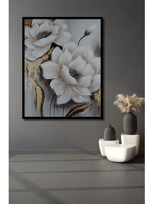 Dekoratif Ahşap Modern Tasarım Çiçek Gülen Tablo Çerçeve Görünümlü Dikey Duvar Dekorasyon Tablosu