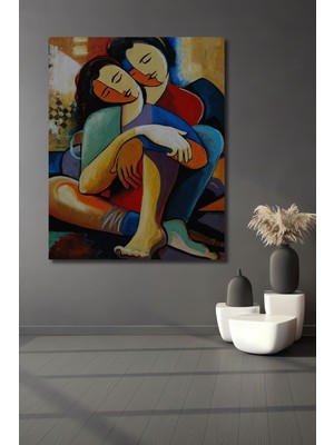 Teona Ahşap Dekoratif Dikey Modern Sanat Evli Çift Duvar Tablo Ahşap Dikdörtgen Tablo