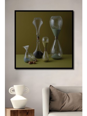 Teona Ahşap Dekoratif Yatay Kum Saatleri Duvar Tablo Ahşap Dikdörtgen Tablo