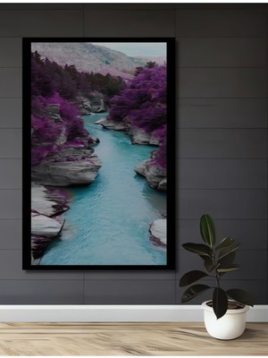 Teona Ahşap Dekoratif Manzara Panorama Dikey Ahşap Tablo Çerçeve Görünümlü Dikey Duvar Dekorasyon Tablosu