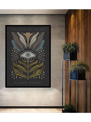 Teona Ahşap Ahşap Soyut Renkli Desenler Flower Modern Art Tablo Çerçeve Görünümlü Dikey Duvar Dekorasyon Tablosu