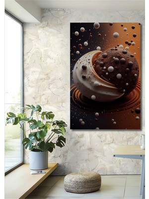 Dekoratif Dikey Sütlü Çikolata Modern Tasarım Duvar Tablo Ahşap Dikdörtgen Tablo