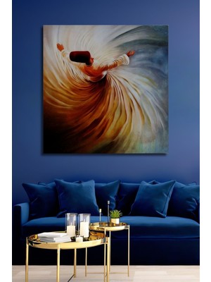 Dekoratif Dikey Semazen Duvar Tablo Ahşap Dikdörtgen Tablo