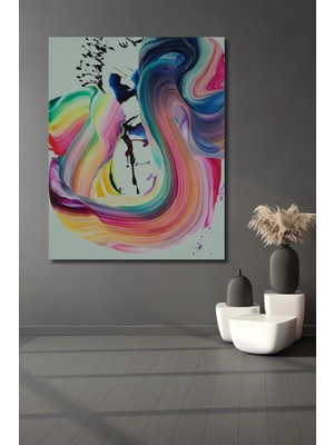 Dekoratif Dikey Renkler Modern Sanat Duvar Tablo Ahşap Dikdörtgen Tablo
