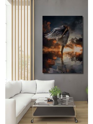 Dekoratif Dikey Yükselen Melek Modern Sanat Duvar Tablo Ahşap Dikdörtgen Tablo