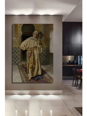 Teona Ahşap Dekoratif Dikey Yağlı Boya Görünümlü Otantik Kadın Duvar Tablo Ahşap Dikdörtgen Tablo