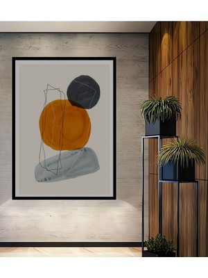 Dekoratif Bohem Model Soyut Çizim Ahşap Tablo Çerçeve Görünümlü Dikey Duvar Dekorasyon Tablosu