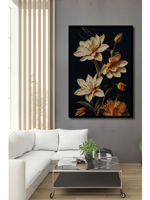 Teona Ahşap Tasarım Soyut Çiçekler Ahşap Tablo Çerçeve Görünümlü Dikey Duvar Dekorasyon Tablosu