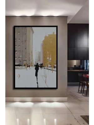 Modern Soyut Silüetler Lüks Dekoratif Ahşap Tablo Çerçeve Görünümlü Dikey Duvar Dekorasyon Tablosu