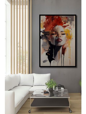 Teona Ahşap Dekoratif Dekoratif Renkli Soyut Kadın Ahşap Tablo Çerçeve Görünümlü Dikey Duvar Dekorasyon Tablosu