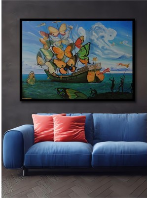 Teona Ahşap Dekoratif Yatay Yelkendeki Kelebekler Soyut Sanat Duvar Tablo Ahşap Dikdörtgen Tablo
