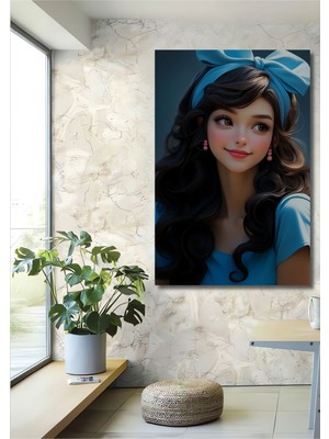 Teona Ahşap Dekoratif Dikey Tatlı Kız Duvar Tablo Ahşap Dikdörtgen Tablo